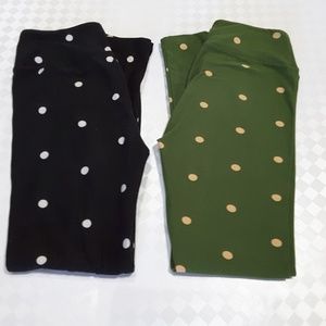 2 LuLaRoe Polka Dot Leggings Bundle size os